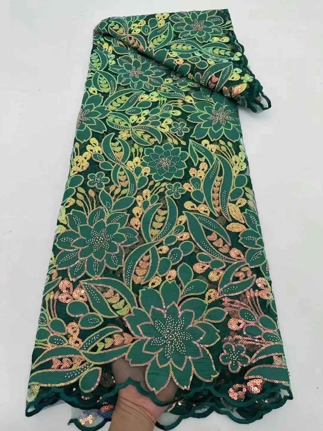 textile embroidered lace for wedding dress china sequined embroidery fabric for african bridal dress