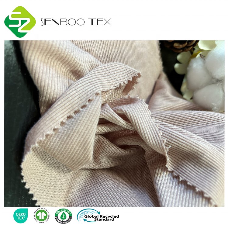 Super Soft 95 Bamboo & 5 Spandex 2x2 Rib 200~220gsm Jersey Fabric for Newborns