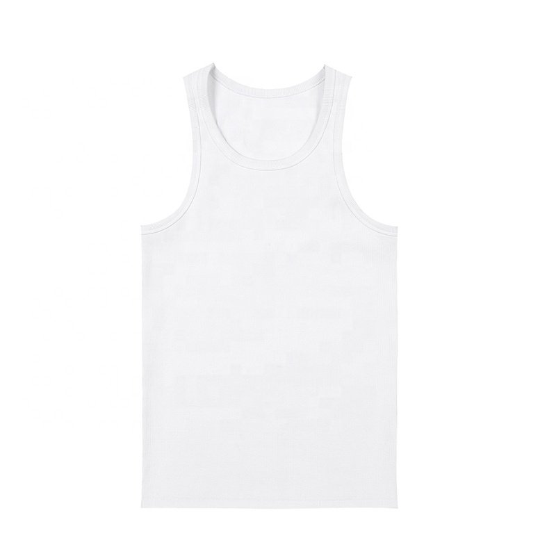 Custom Logo Men's Tank Top Sports Gym Wear Fashion Vest Fitness Running Blank White Ribbed Men's Tank Tops