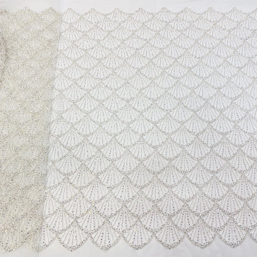 Factory Beaded Lace Fabric Luxury Lace Fabrics Sequin Fabric For Women Wedding Dress Bridal tulle sequins lace with beaded