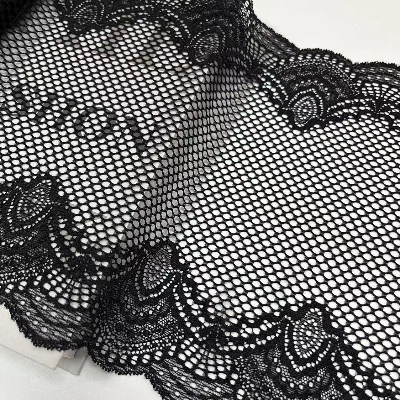 Luxury Stretch Knitted Mesh Brocade Elastic Nylon Spandex Lace Trim White Lace for Women's Wedding Dresses Underwear Decoration