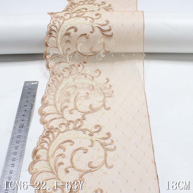 Fancy Flower Lace Blue Embroidery Lace Trim Thin Mesh Lace Fabric for Performance Clothing 18cm