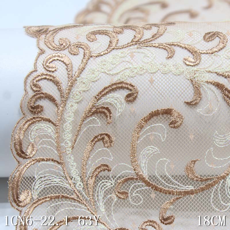 Fancy Flower Lace Blue Embroidery Lace Trim Thin Mesh Lace Fabric for Performance Clothing 18cm