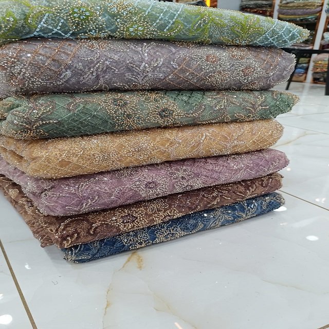 Indian Export Quality Net Fabric for Wedding Festival Dress Making Textile Raw Polyester Fabric Available at Wholesale Price