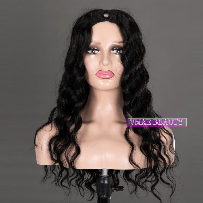 VMAE Virgin Raw Cuticle Aligned Indian Human Hair Wig Glueless U V Part Swiss Lace Material Black Women's Deep Wave