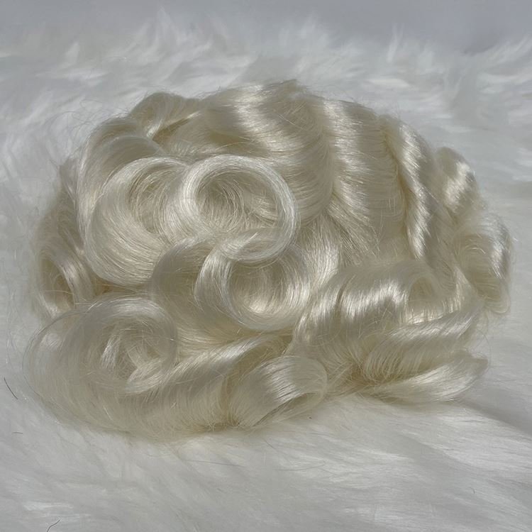 6mm Wave Afro Men Toupee Front Lace Hair Wig For Black People Popular Wave Hair Unit #1b Natural Black Color Hairpiece