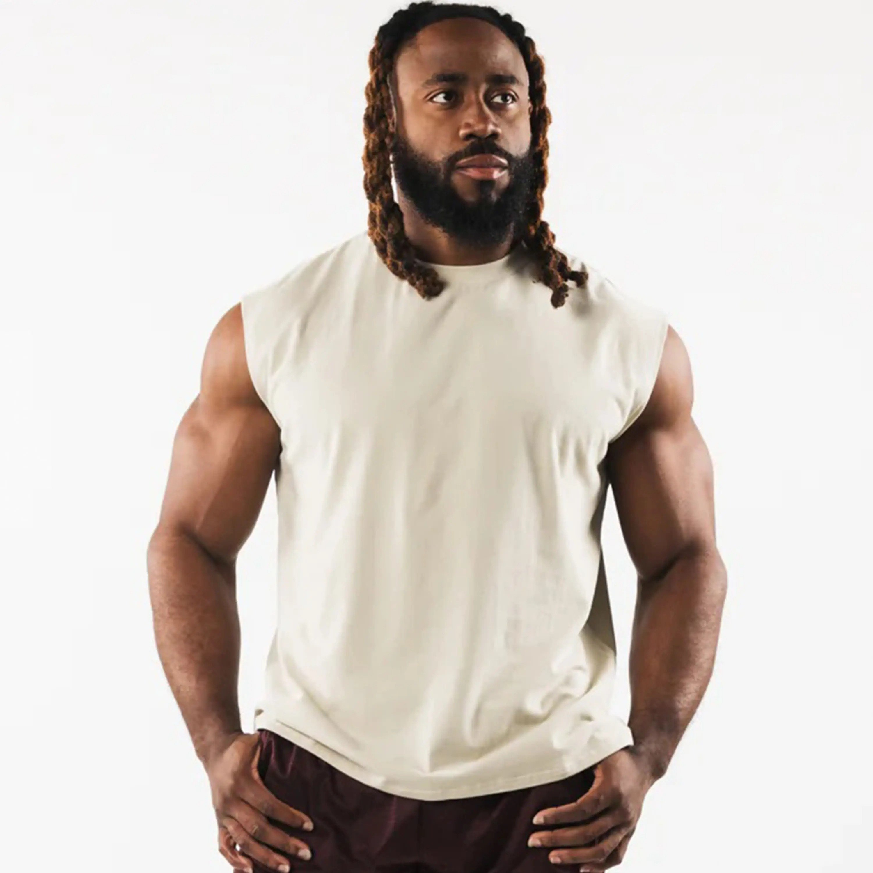Wholesale Hot Sales Ribbed Cotton Breathable Muscle Fit Stringer Blank Fitness Tank Top For Body Builders