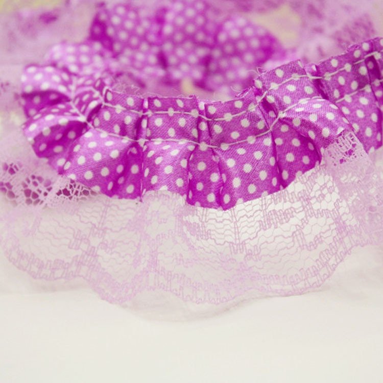 Wholesale 4.5CM Two Layers Wave Dot Wrinkle Folding Pleated Ruffles Lace for Decoration