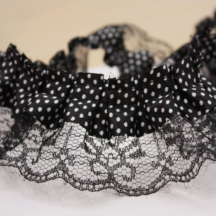 Wholesale 4.5CM Two Layers Wave Dot Wrinkle Folding Pleated Ruffles Lace for Decoration