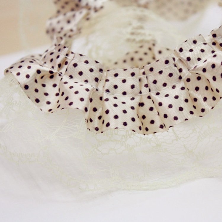 Wholesale 4.5CM Two Layers Wave Dot Wrinkle Folding Pleated Ruffles Lace for Decoration