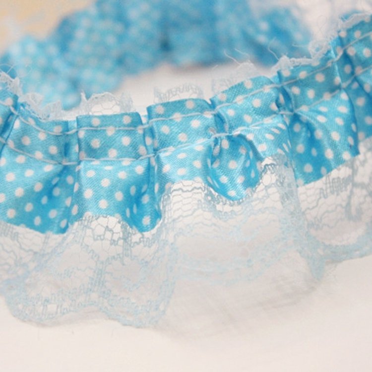Wholesale 4.5CM Two Layers Wave Dot Wrinkle Folding Pleated Ruffles Lace for Decoration