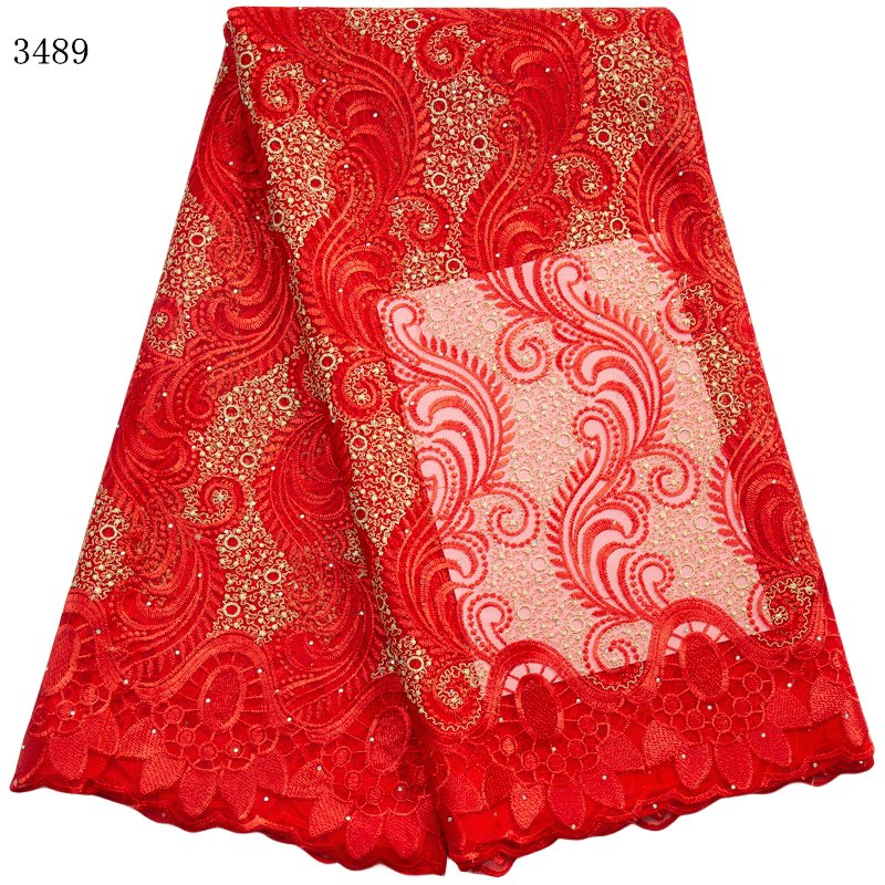 3489 Cheapest African Lace Fabric 2023 French Mesh Net Tulle Lace With Stones Crystal For Women Bridal Dresses