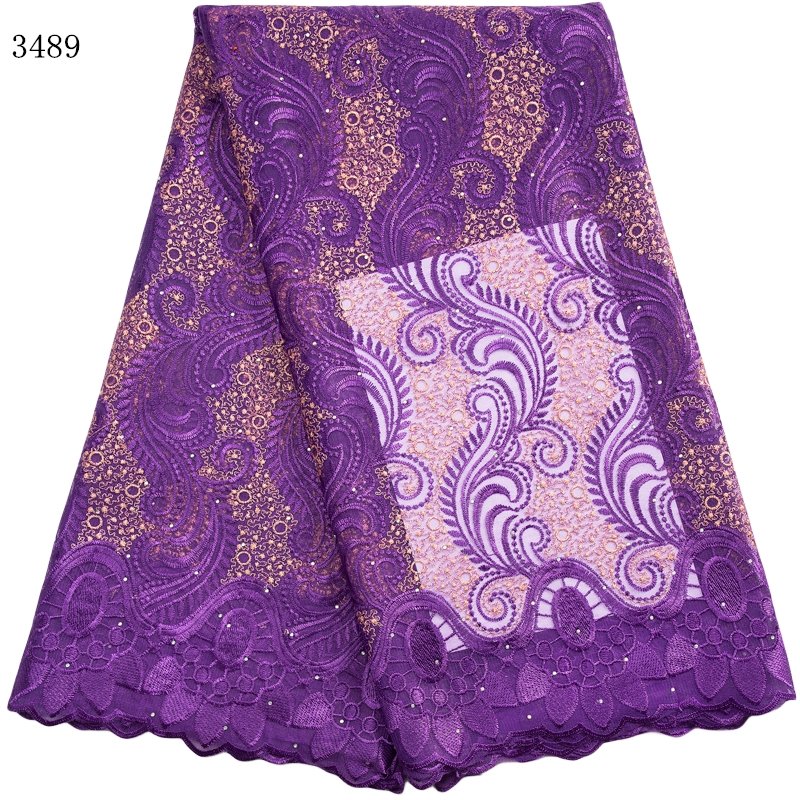 3489 Cheapest African Lace Fabric 2023 French Mesh Net Tulle Lace With Stones Crystal For Women Bridal Dresses