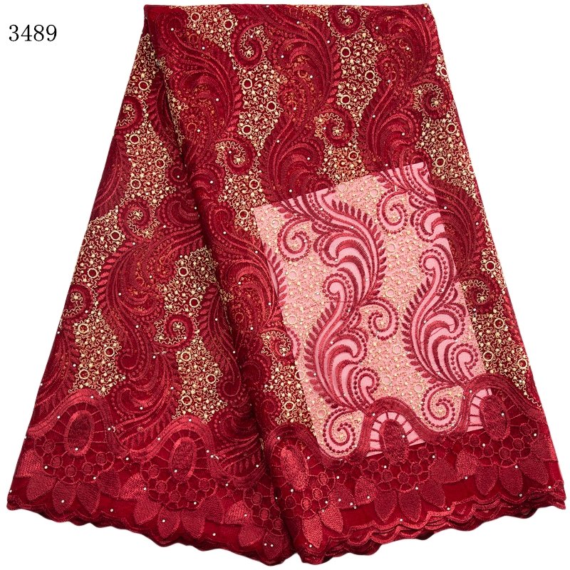3489 Cheapest African Lace Fabric 2023 French Mesh Net Tulle Lace With Stones Crystal For Women Bridal Dresses