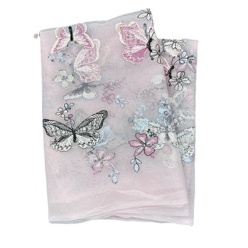 New Products Popular Pink Butterfly lace embroidery sewing lace fabric wedding dresses