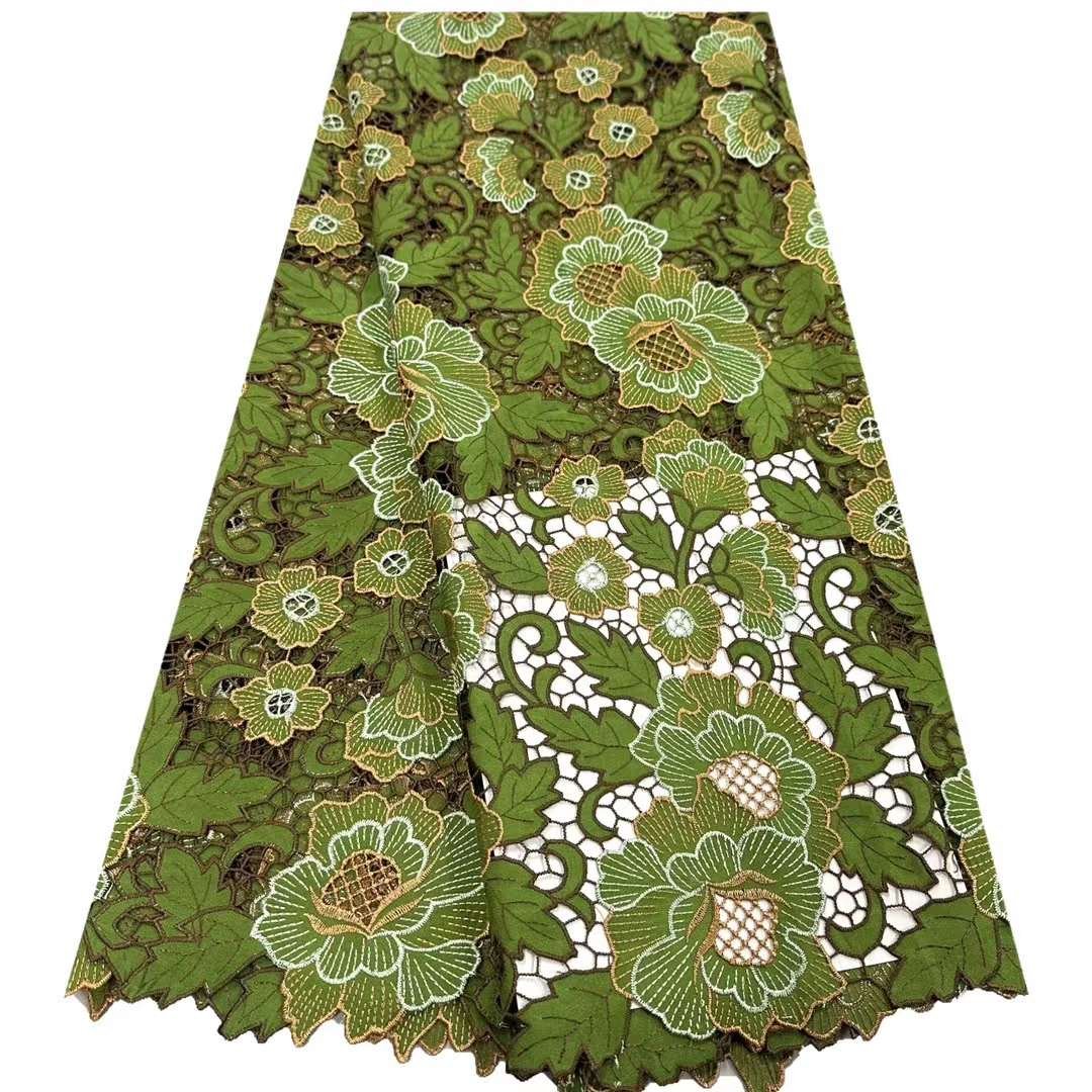 2024 Nigeria Cord Lace Fabric African Comfortable Water Soluble Lace for Dress Fabric Tulle Mesh Fabric Sustainable Embroidered