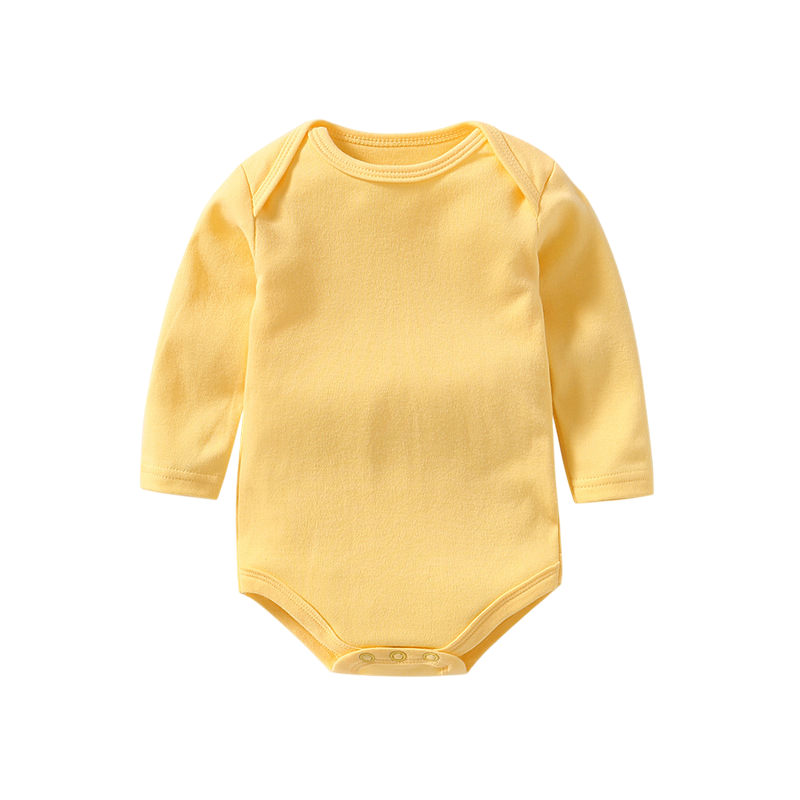 OEM Cotton Double-Sided Baby Jumpsuit Solid Color Newborn Long-Sleeved Rompers Triangle Ruffle Easter Rib Baby Boy Rompers