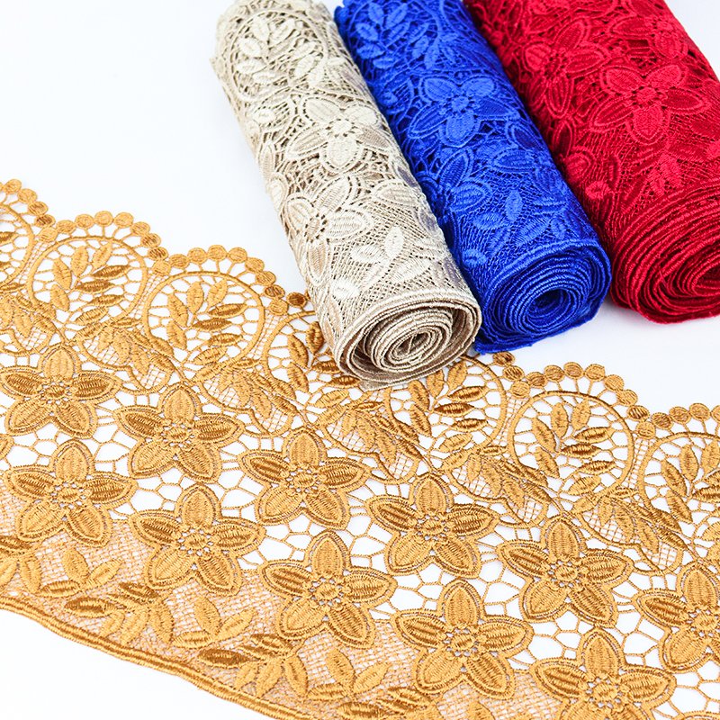 Factory price lace trim border lace embroidered fabric with quick delivery