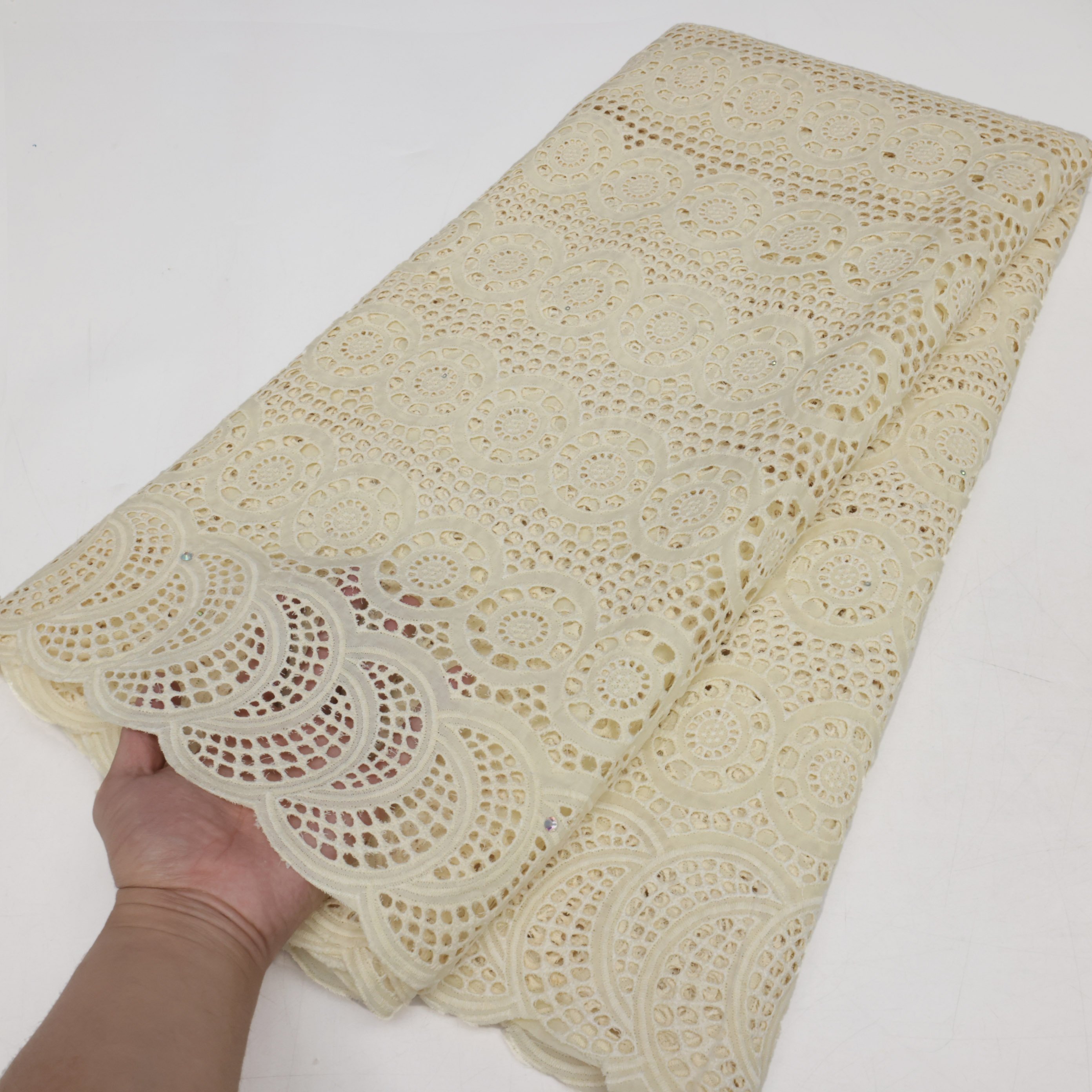 NI.AI Fashion African Lace Fabric Tissue Cord Net Tulle Mesh whit Stones Nigerian Fabrics For Wedding Party