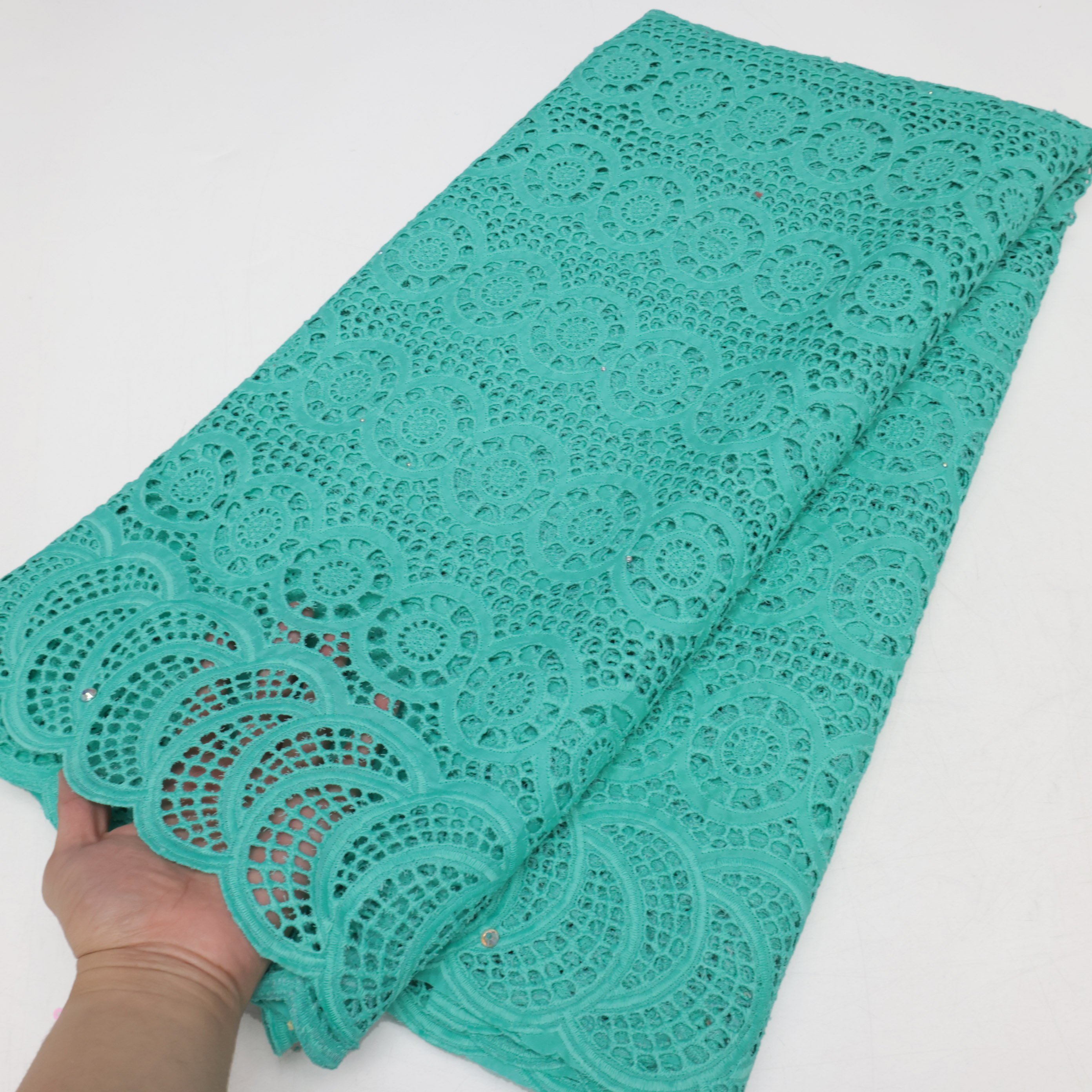 NI.AI Fashion African Lace Fabric Tissue Cord Net Tulle Mesh whit Stones Nigerian Fabrics For Wedding Party
