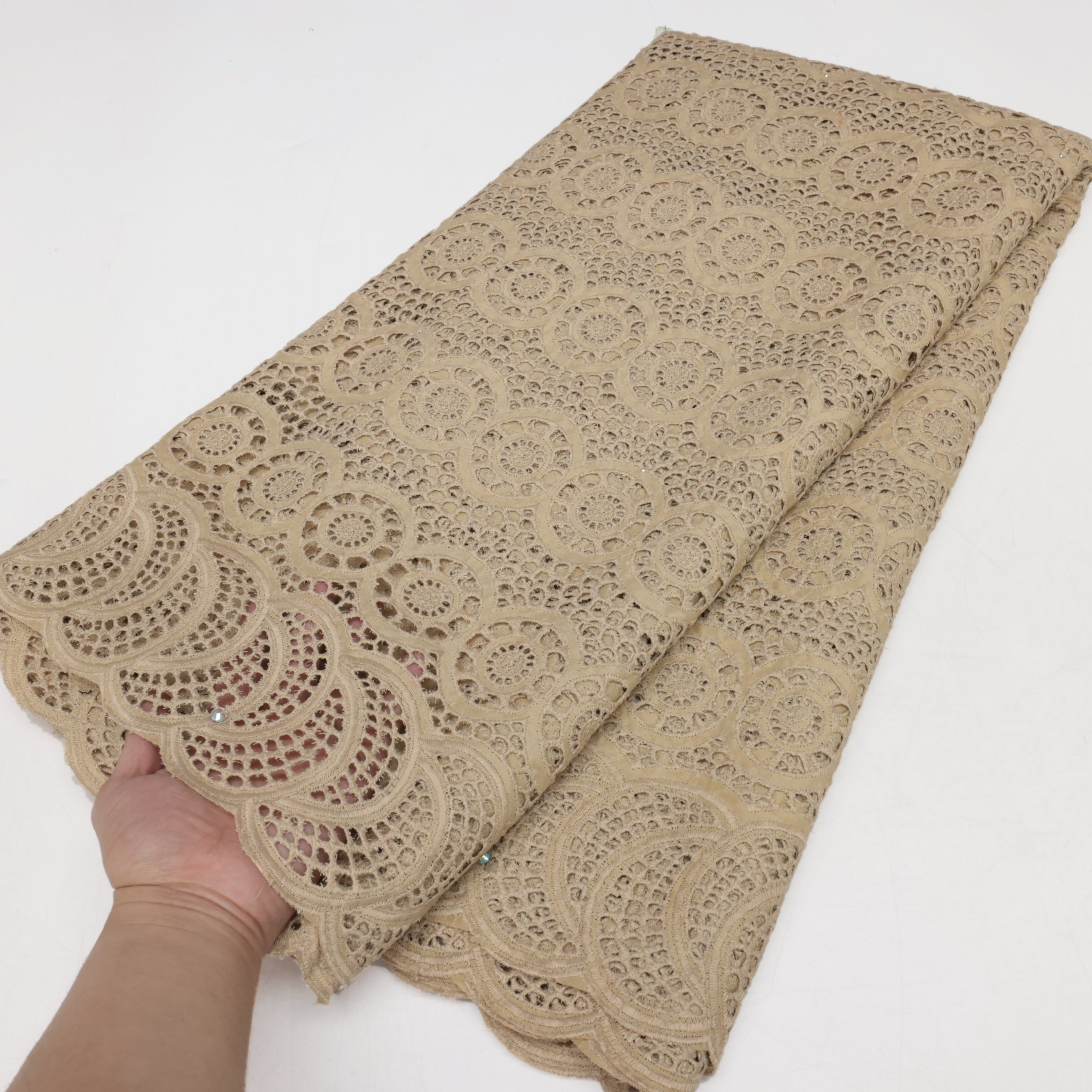 NI.AI Fashion African Lace Fabric Tissue Cord Net Tulle Mesh whit Stones Nigerian Fabrics For Wedding Party