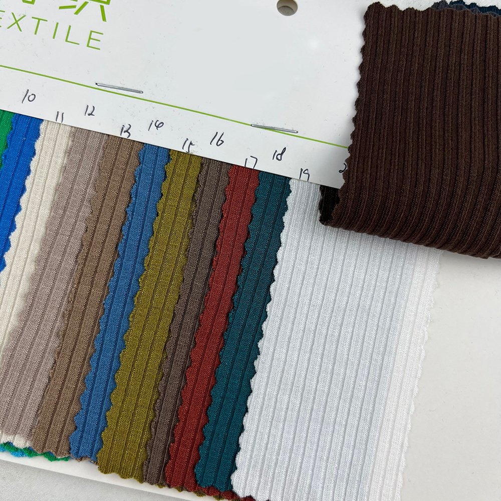 Factory Spot supply 250gsm high elastic fiber tubular rib knitting plain dyed cotton viscose fabric for shirt/cardigan/top