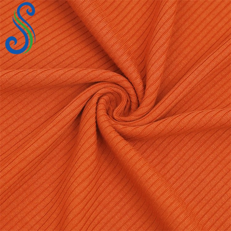 Wrinkle Resistant 4x2 Rib Bamboo Organic Cotton Spandex Knitted Fabric for Women Clothes