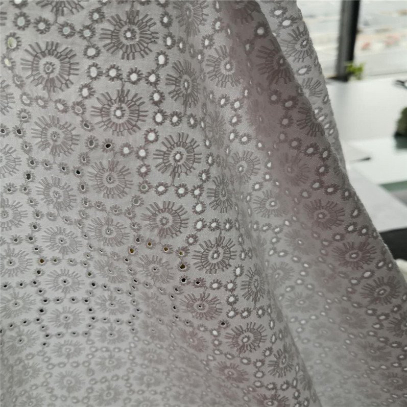 Organic cotton poplin embroidery and lace looking for women dress fabric