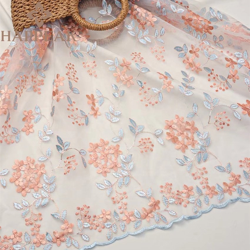 HAPPEAK China Wholesale Guipure Embroidery Lace Fabric Bridal Tulle Net Embroidered Fabric