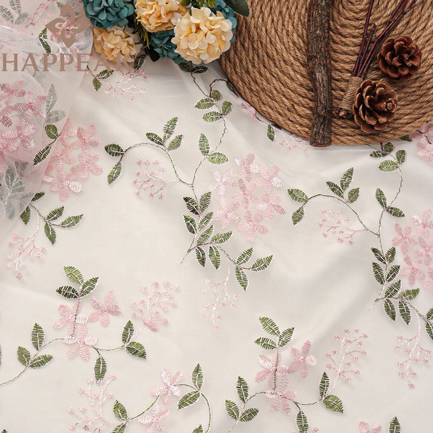 HAPPEAK China Wholesale Guipure Embroidery Lace Fabric Bridal Tulle Net Embroidered Fabric