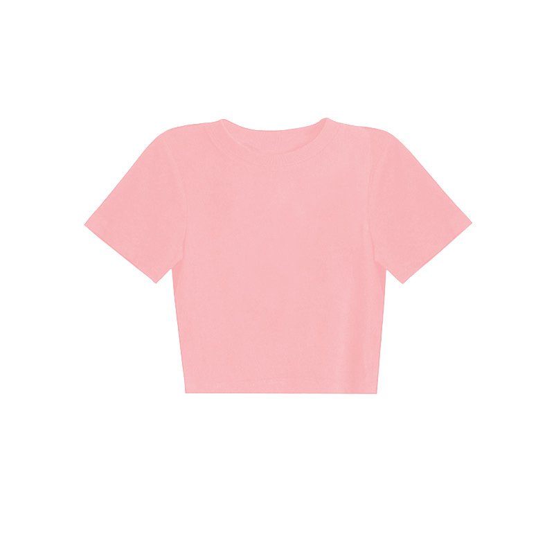220gsm 92% Cotton 8% Spandex Custom Logo Printed Women Ribbed Crop Tshirt Wholesale