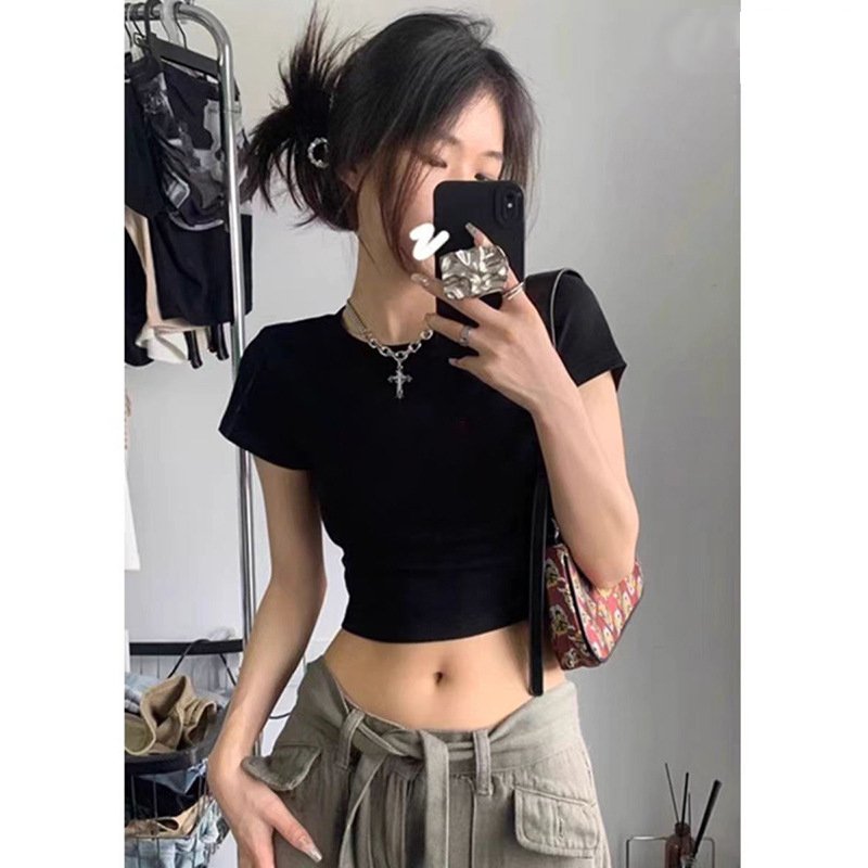 220gsm 92% Cotton 8% Spandex Custom Logo Printed Women Ribbed Crop Tshirt Wholesale