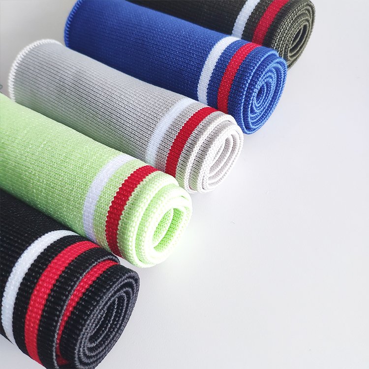 2024 Plain Ribbing 1X1 Polyester Flat Knit Rib fabric Solid Color Collar For POLO Shirt Full Collar Popular
