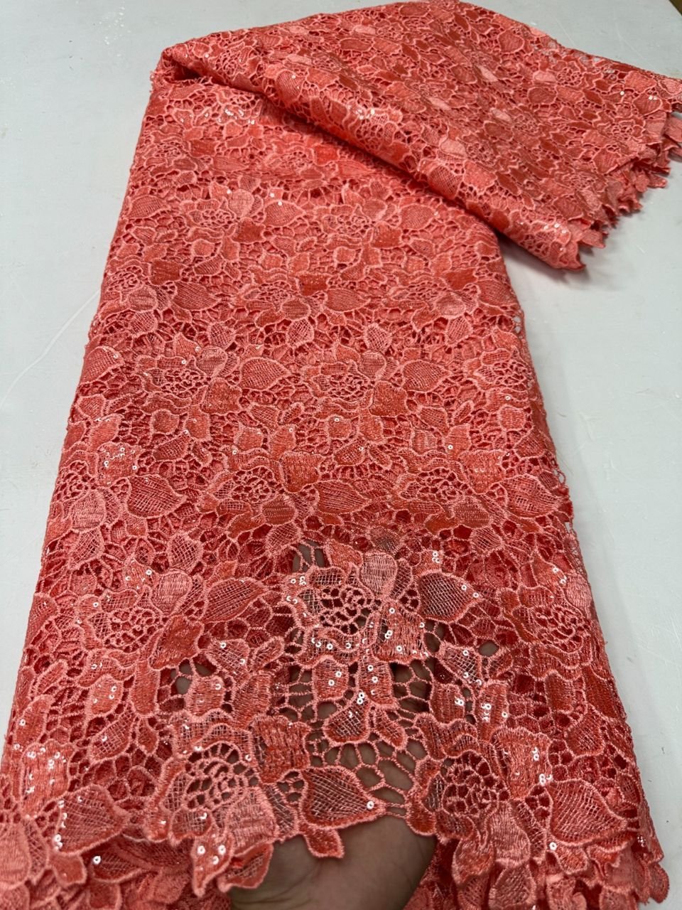 New chemical lace embroidery fabric sequins guipure cord lace fabric african cord lace fabric