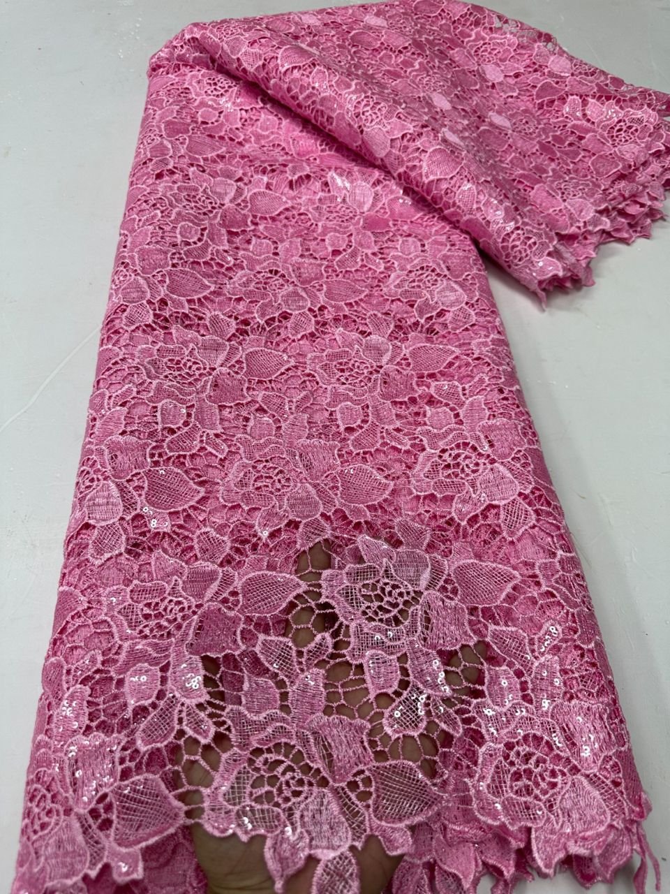 New chemical lace embroidery fabric sequins guipure cord lace fabric african cord lace fabric