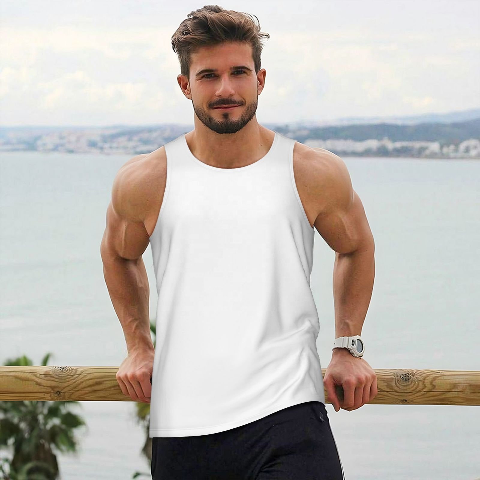 Quick Dry High Quality Fitness Bodybuilding Custom Designs Gym Tank Tops Men Singlet Casual 100% Polyester Street wear Vest