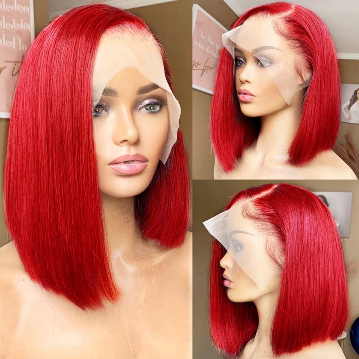 Ready To Ship 613 Blond Color Wig Brazilian Virgin Human Hair Pink Orange Blue Red Grey Colored Lace Frontal Bob Wig