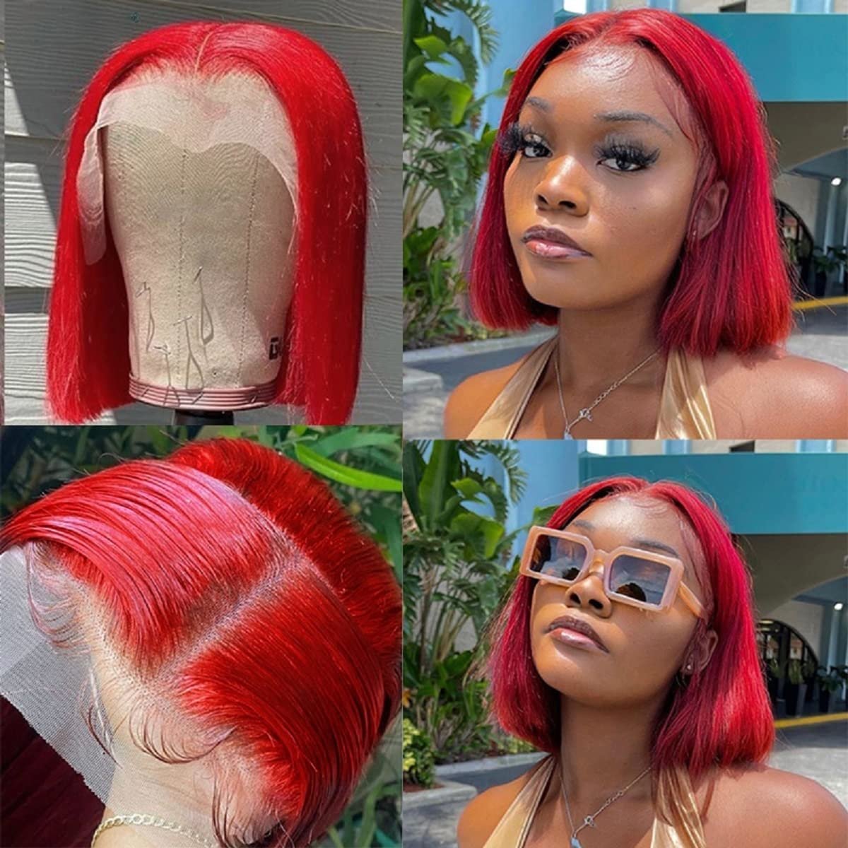 Ready To Ship 613 Blond Color Wig Brazilian Virgin Human Hair Pink Orange Blue Red Grey Colored Lace Frontal Bob Wig