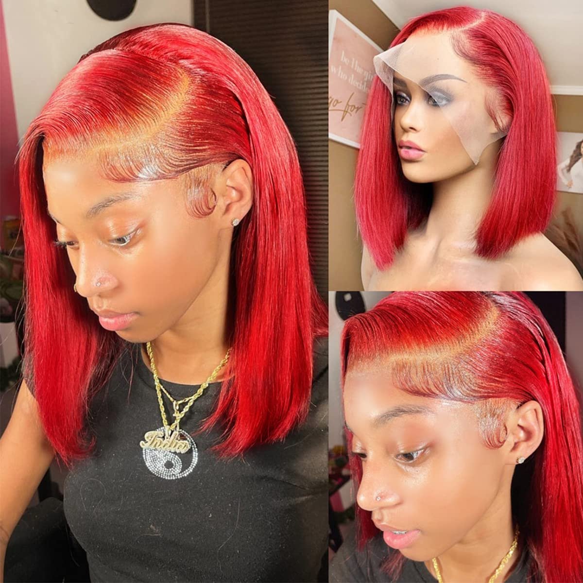Ready To Ship 613 Blond Color Wig Brazilian Virgin Human Hair Pink Orange Blue Red Grey Colored Lace Frontal Bob Wig