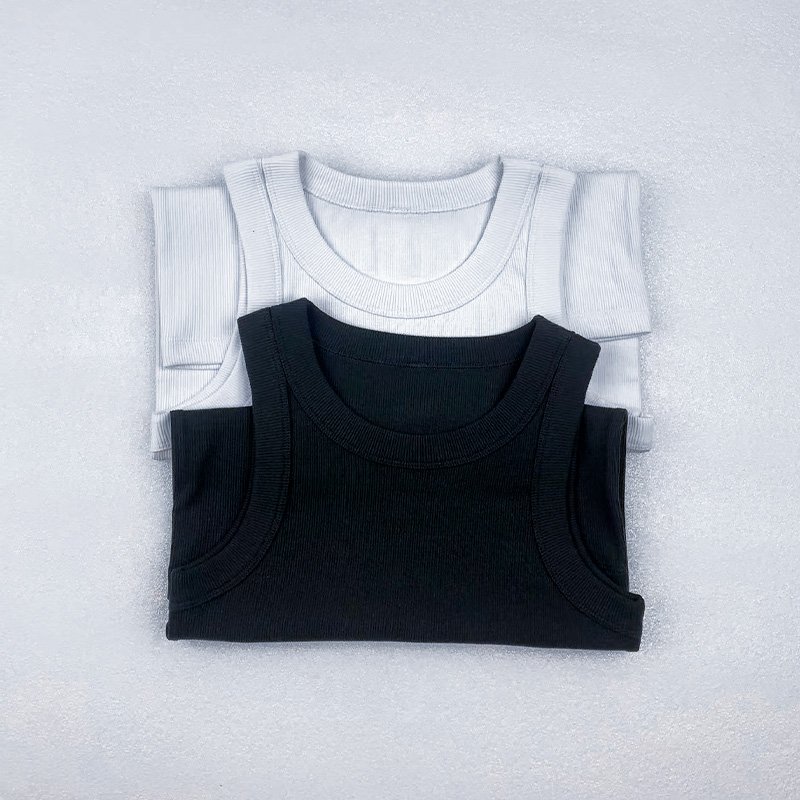 Hot Sale Cotton Men's Regular o Neck Tank Tops Length Ribbed Tight shockproof Knit Soft Workout Tank Top