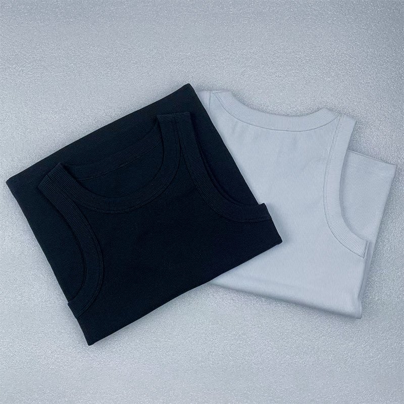 Hot Sale Cotton Men's Regular o Neck Tank Tops Length Ribbed Tight shockproof Knit Soft Workout Tank Top