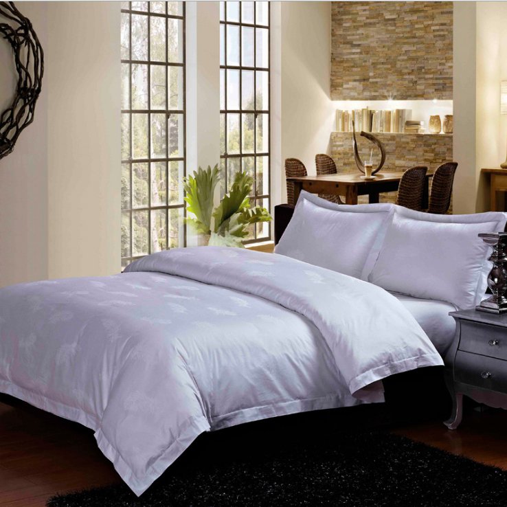 Pattern For Hotel Sheets 100% Cotton Fabric With Jacquard Woven Sateen Fabric Mercerized Feather Design