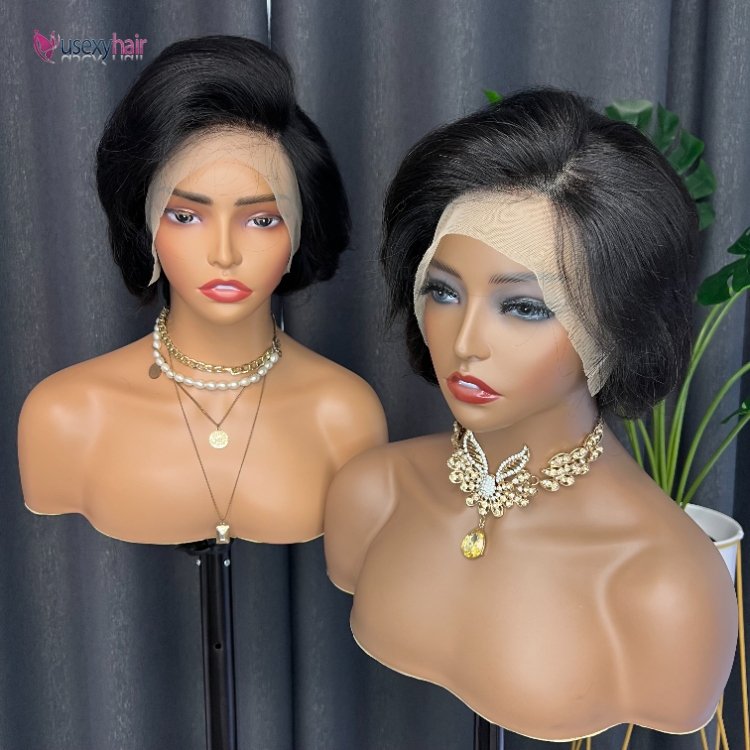Pixie Cut Human Hair Short Bob Wigs Side Part Straight Lace Front Wigs Glueless Hd Transparent Lace Frontal Wig