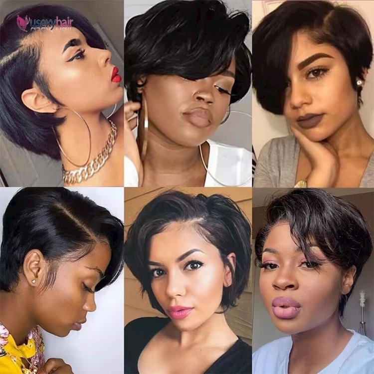 Pixie Cut Human Hair Short Bob Wigs Side Part Straight Lace Front Wigs Glueless Hd Transparent Lace Frontal Wig