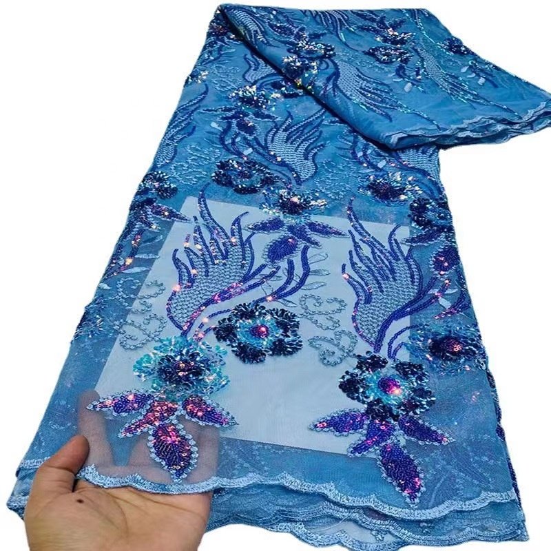 European American Embroidery France Lace dress accessories dyed thin lace cloth fabric for evening wedding dress