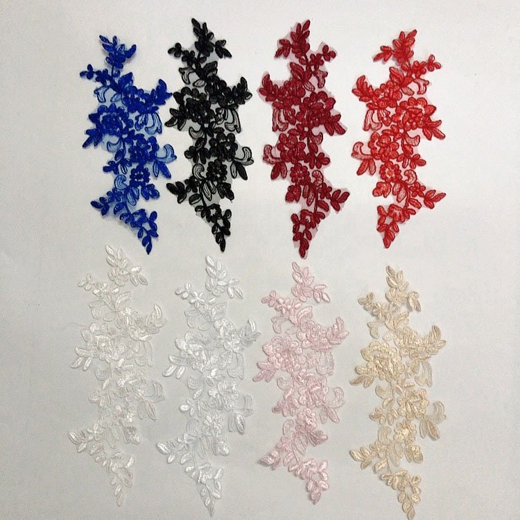 High quality blue decorative sew on water soluble lace applique collar for garment LT20395