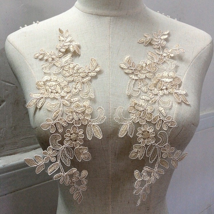 High quality blue decorative sew on water soluble lace applique collar for garment LT20395
