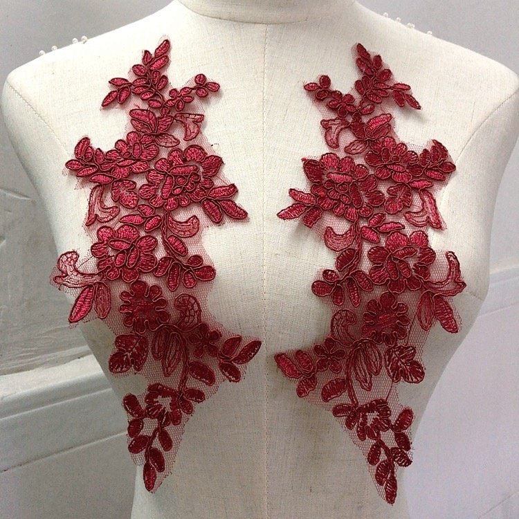 High quality blue decorative sew on water soluble lace applique collar for garment LT20395