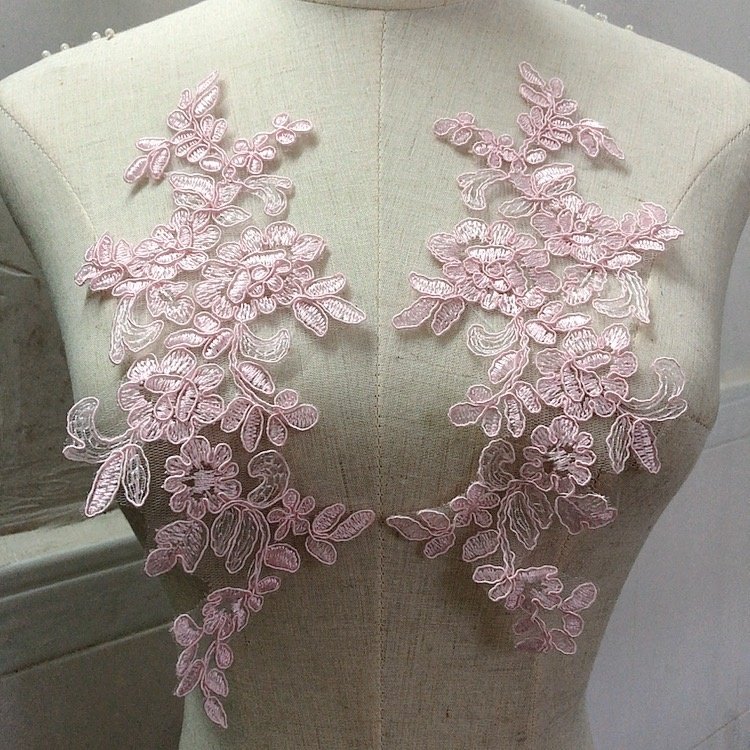 High quality blue decorative sew on water soluble lace applique collar for garment LT20395