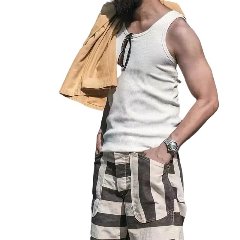 Cheap Factory Polyester Plain Blank Men's Ribbed Fitness Tank Top White Black Grey Color Singlet For Men